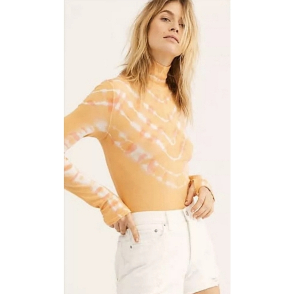 🔥 Free People Psychedelic Turtleneck Top Paloma Combo XS | 70s Boho Tie Dye